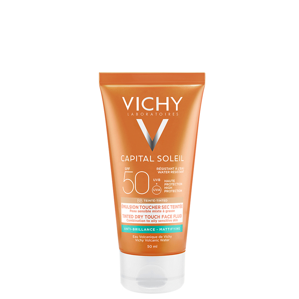 3337871325787 Vichy Ideal Soleil BB Tinted Dry Touch Face Fluid Mat SPF50 50ml, Ματ Αποτέλεσμα & Χρώμα