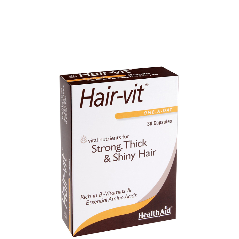 5019781000234 Health Aid, Hair-vit, Για Δυνατά,Υγιή και Όμορφα Μαλλιά, 30Capsules