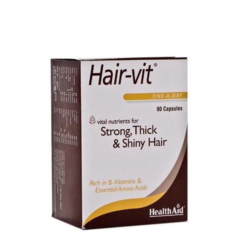 5019781000784 Health Aid Hair-vit, Strong, Thick & Shiny Hair, Συνδυασμός Βιταμινών για Δύναμη, Όγκο & Λαμπερά Μαλλιά, 90caps.