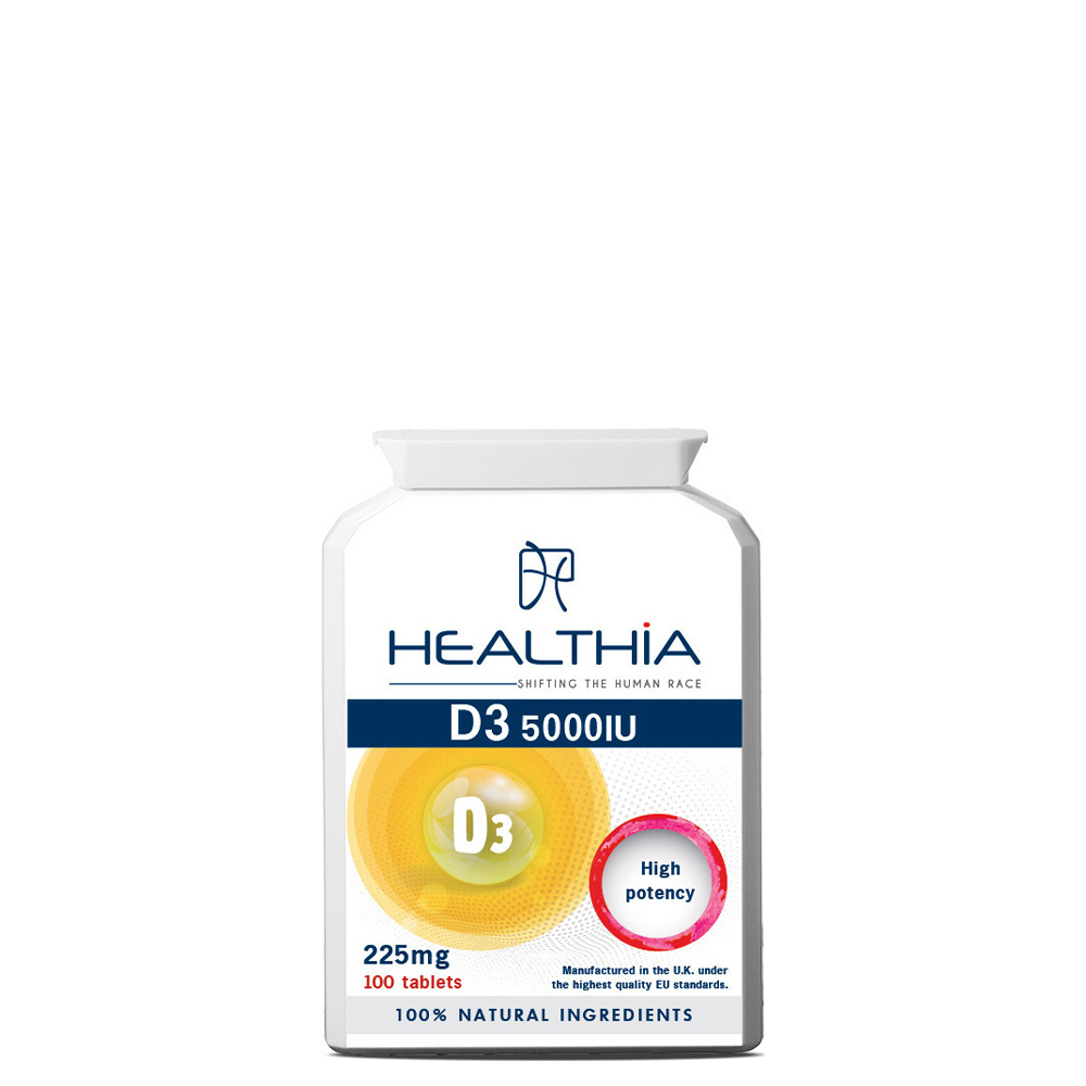 5200131350448 1 Healthia Vitamin D3 5000IU Συμπλήρωμα Διατροφής με Βιταμίνη D3, 100tabs