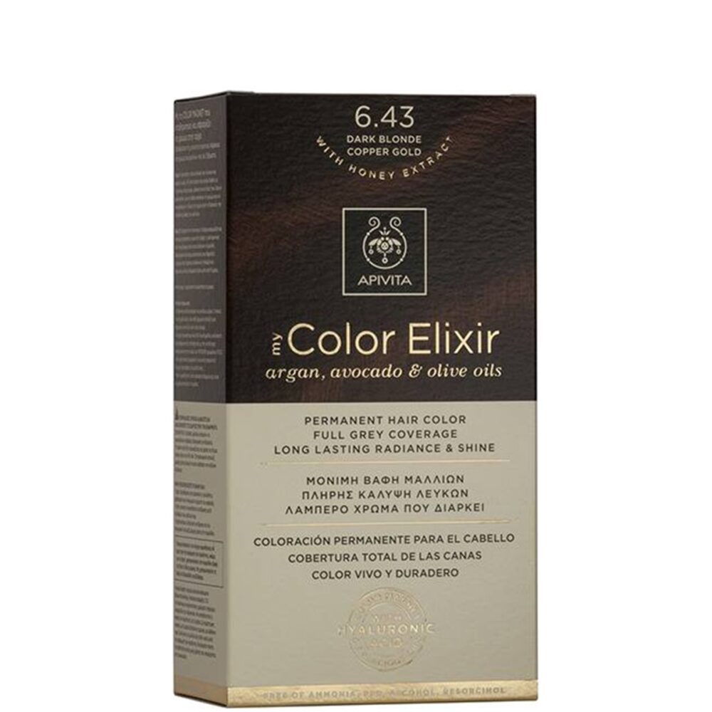 5201279077136 2 Apivita My Color Elixir 6.43 Βαφή Μαλλιών Ξανθό Σκούρο Χάλκινο Μελί