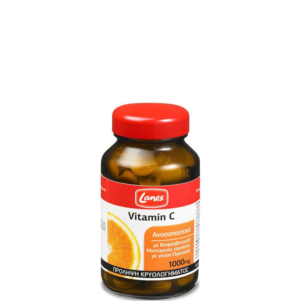 5201314047513 Lanes Βιταμίνη C 1000mg με Βιοφλαβονοειδή, 60 μασώμενες ταμπλέτες, γεύση πορτοκάλι