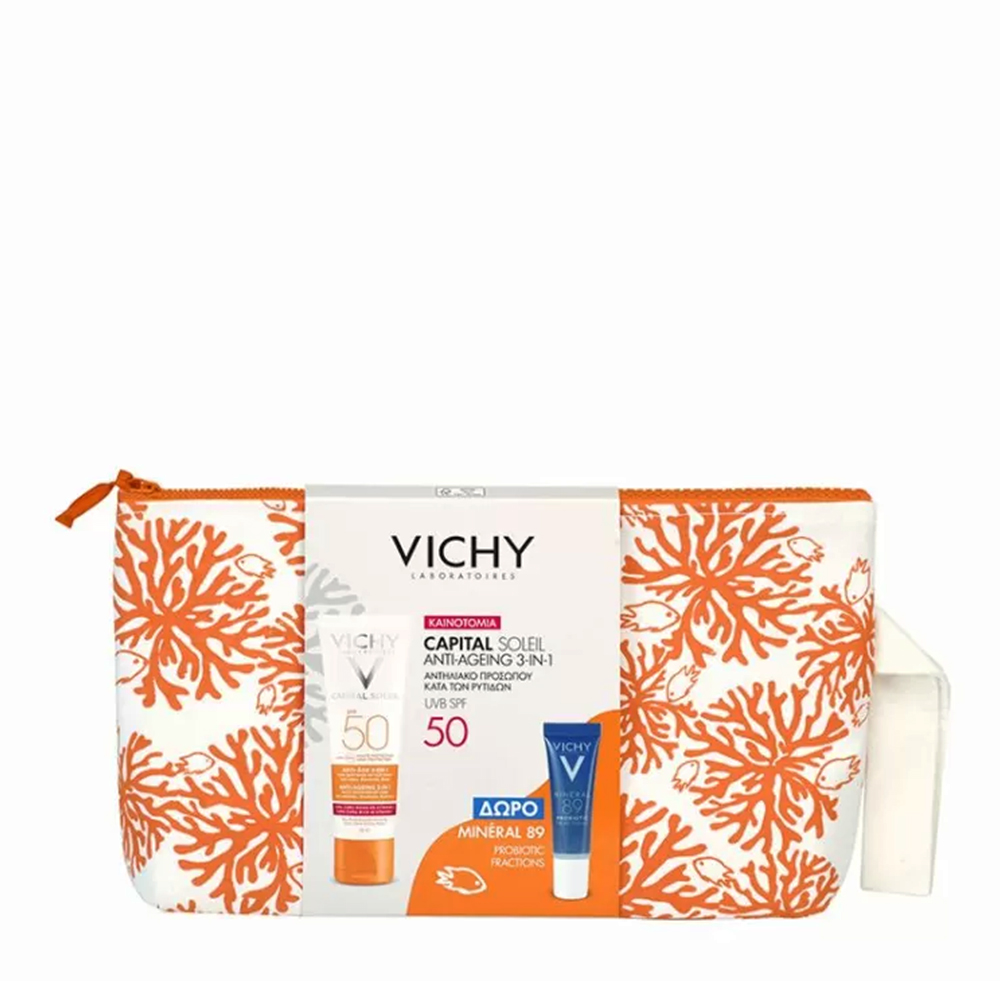 5201100584604 Vichy Pouch Capital Soleil Uv-Age Daily Spf50+ 40ml & Mineral 89 Probiotic 10ml