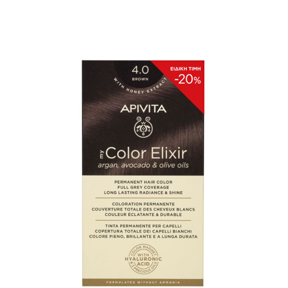 5201279092184 Apivita My Color Elixir Promo Μόνιμη Βαφή Μαλλιών No 4.0 Καστανό, 1τεμ