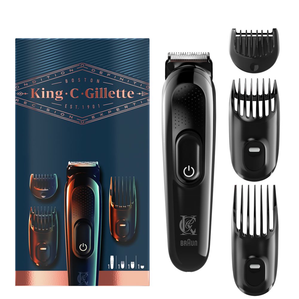 7702018575183 Gillette King C Beard Trimmer Ξυριστική Μηχανή Προσώπου Επαναφορτιζόμενη με 3 Ανταλλακτικές Κεφαλές, 1σετ
